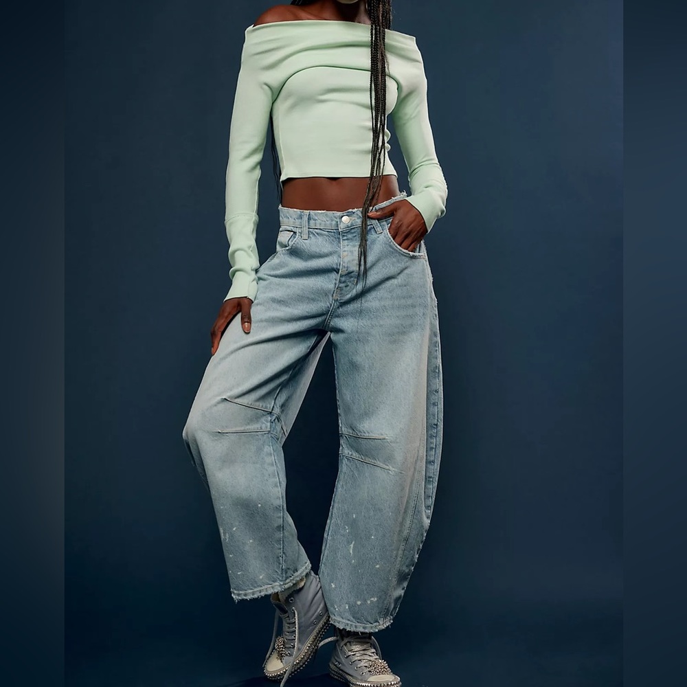 Free People Light Blue Cropped Jeans